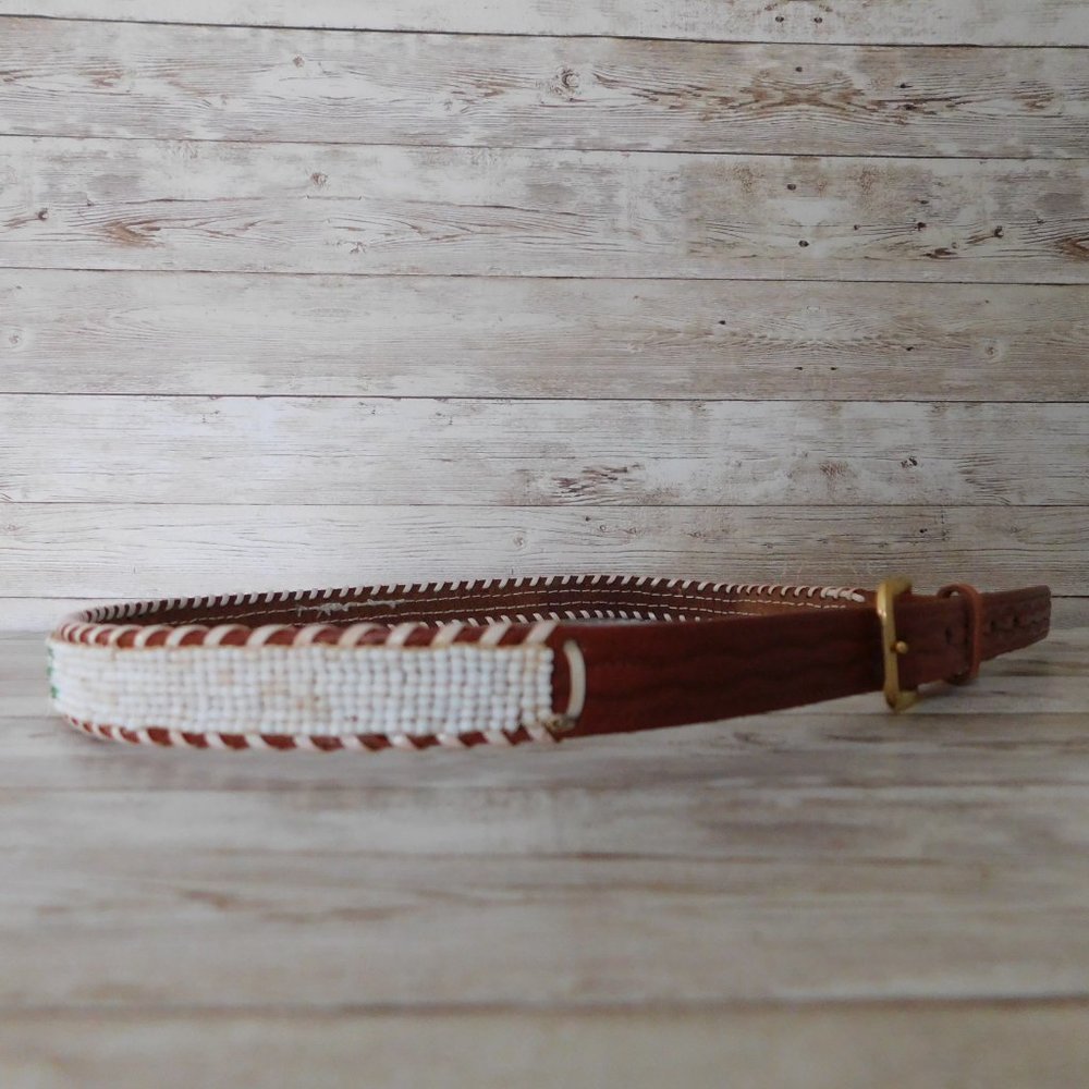 VINTAGE Southwestern Beaded Leather Belt - Merry Christmas - Picture 6 of 8